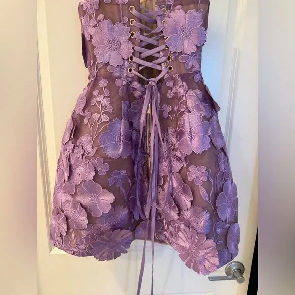 NWOT Bronx and Banco MINI DRESS JASMINE LILAC MARAYA lavender Floral - Picture 9 of 16